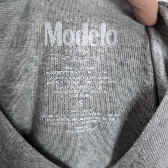 Modelo Beer shirt Mens Small Gray Beverage Cerveza Party Frat College Lion crest - Picture 3 of 7